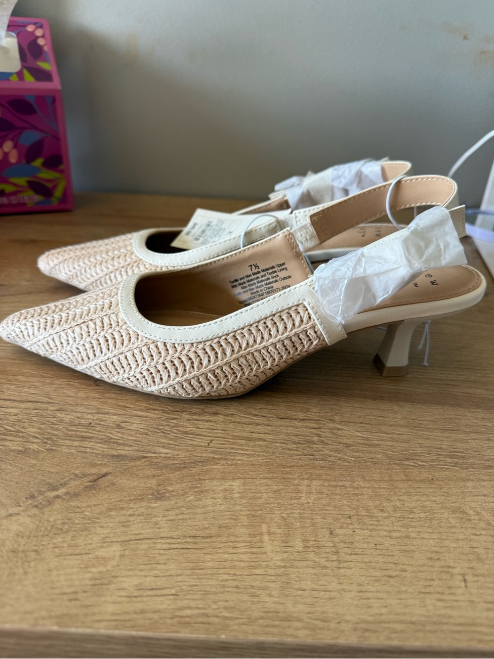 a new day Beige Knit Slingback Pumps